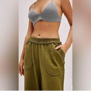 Free People Olive Wide Leg Pants